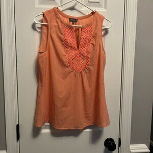 Stitch Fix Market & Spruce Embroidered Coral V Neck Tank Top M. Tropical. Beach.